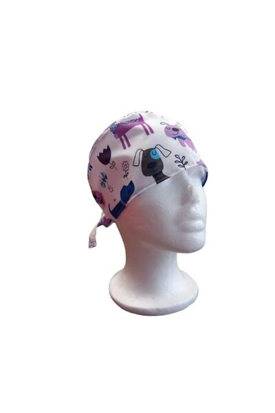 MariaCouture Casca medicală - Imprimeu cu câini, Tercot, Alb cu imprimeu de câini, Mărime universală