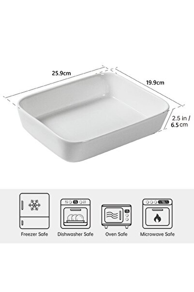 REFAN Rectangular ceramic oven tray, 25.9 x 19.9 x 6.5 cm