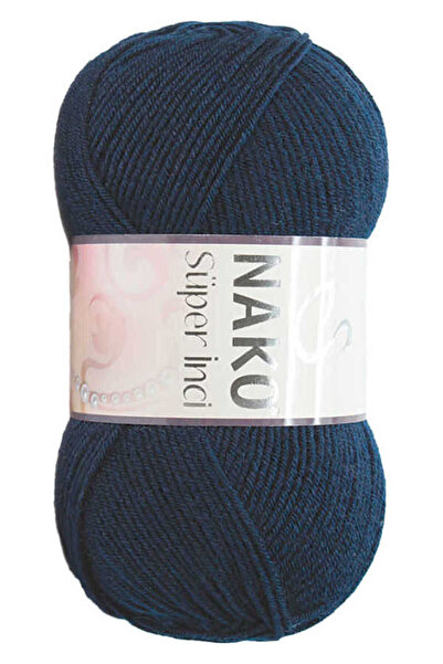 NAKO Super Pearl 25% Wool Hand Knitting Yarn 3088 Navy Blue