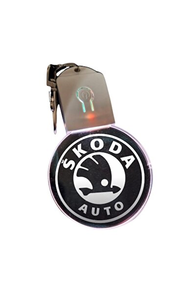 T&M Personalizare Breloc LED din acril - Skoda Auto cu baterie, rotund, multicolor