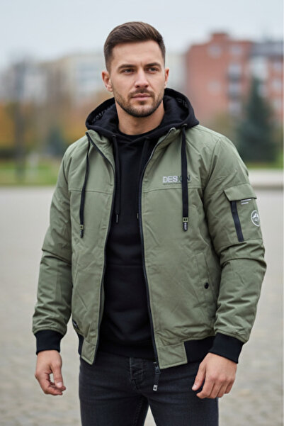 embody Jachetă bărbătească, cu glugă detașabilă, buzunare, cu fermoar, kaki 8...