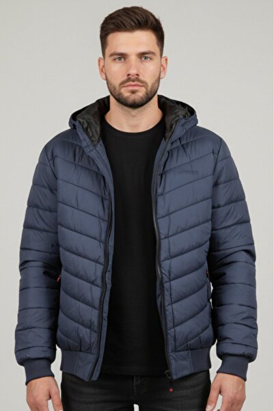 embody Jachetă bărbătească Fas cu glugă detașabilă, buzunare cu fermoar, bleu...