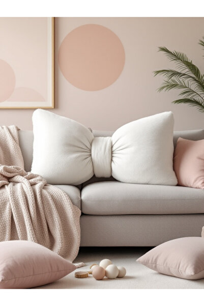 JACA وسادة كبيرة الحجم على شكل فيونكة مصنوعة من قماش القطيفة مع شريط فيونكة ل...