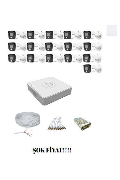 ORFE HİKVİSİON 16'LI GECE RENKLİ GÖRÜŞLÜ (16D0T Kamera) AHD SET