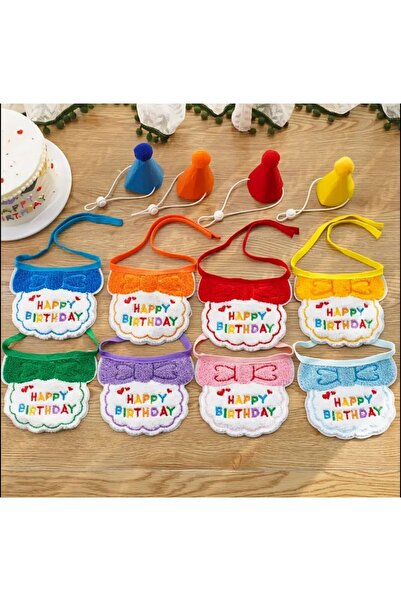 Payidar Hediyelik KEDİ/KÖPEK DOĞUM GÜNÜ PARTİ KIYAFETİ/AKSESUARI (Şapka ve Önlük) Evcil Hayvan Doğum Günü Sürprizi