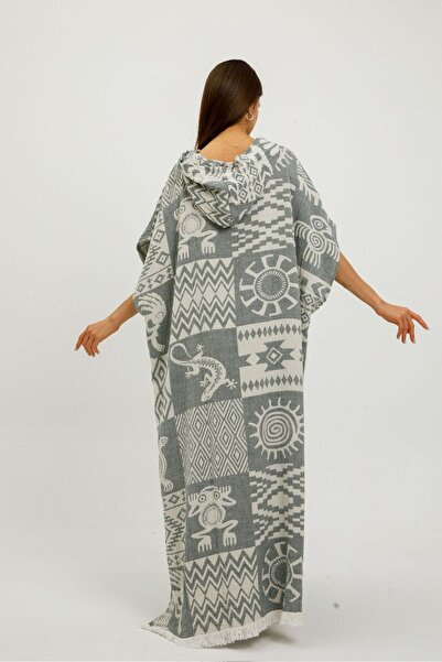 Befera Design Muslin Poncho Ethnic Kimono 100% Cotton Jacquard Bathrobe Caftan Dressing Gown