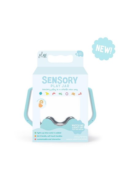 Glo Pals light up with water sensory toy play jar, baby & kids water play (Blue)