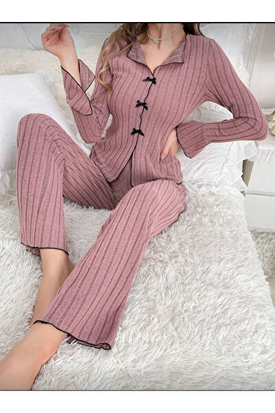 LUVIENNA طقم ملابس منزلية نسائية من القطن المضلع طقم بيجامة