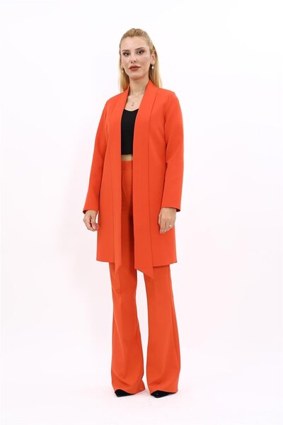 ÖNDER ÖZSOY Shawl Collar Long Jacket & Spanish Flare Trousers-Orange - 1001530
