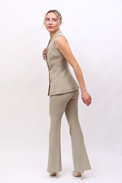 ÖNDER ÖZSOY Abiye Yelek & İspanyol Paça Pantolon Takım-Bambu