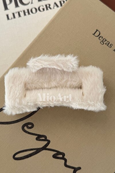 MioArt مشبك شعر نسائي من الفرو على شكل مخلب سرطان البحر، مشبك شعر مربع بلون واحد