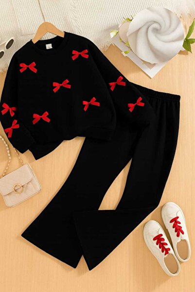 Entel Bow Detailed Leggings Top and Bottom Girl Set