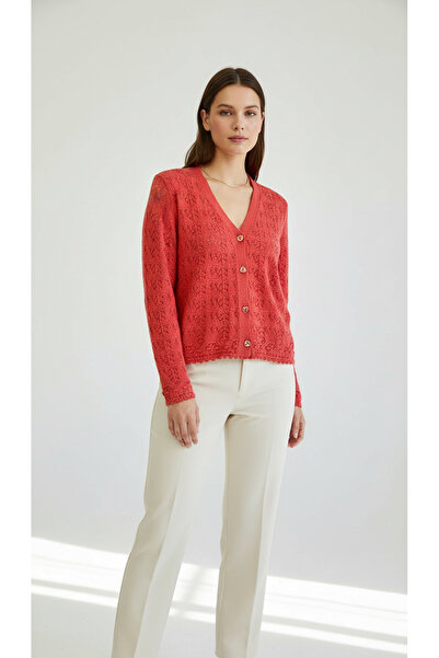 Digz fashion سترة تريكو بأزرار على شكل زهرة الرمان