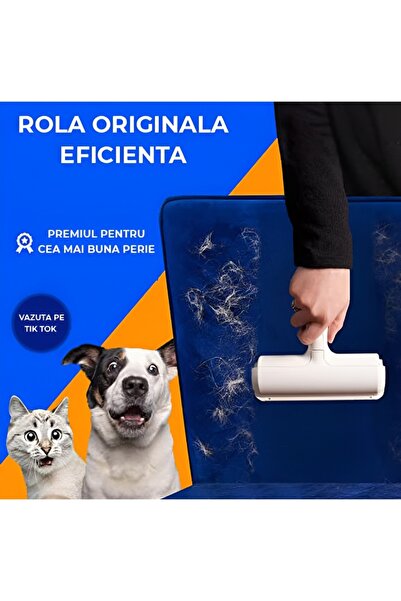 NEO ™ Pet Roller Brush with Rubber Strips and Hair Collection Compartment (Blue)