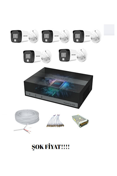 ORFE HİKVİSİON 5'Lİ GECE RENKLİ GÖRÜŞLÜ (16D0T Kamera) 2MP AHD SET
