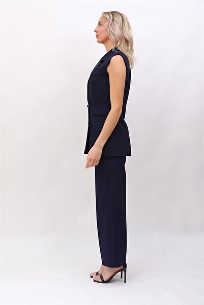 ÖNDER ÖZSOY Blazer Yelek & Bol Paça Pantolon-Lacivert