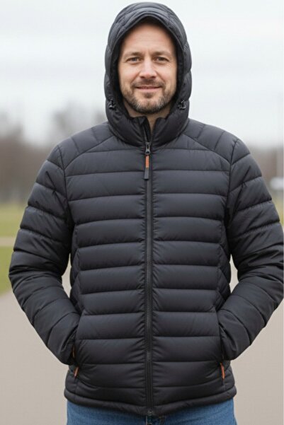 embody Men's Fas jacket men's large size, with detachable hood, zip pockets black 008