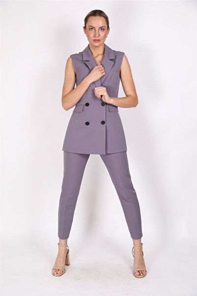 ÖNDER ÖZSOY Blazer Yelek & Boru Paça Pantolon-Antrasit - 1523510