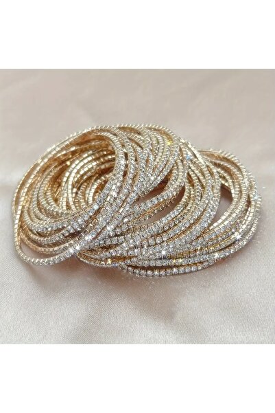 Accessories Hey Sparkling Stone Flexible Stylish Versatile Golden Yellow Party Invitation Bracelet Set 12 Pieces