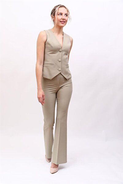 ÖNDER ÖZSOY Klasik Yelek & İspanyol Paça Pantolon Takım-Bambu