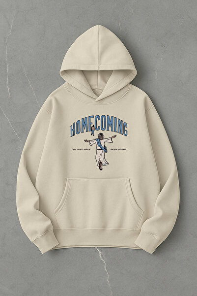 LORVEX Swea unisex din bumbac supradimensionat cu imprimeu Home Coming tricou