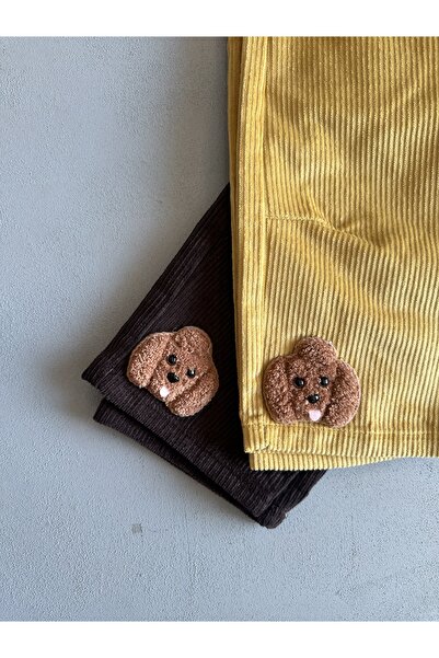 Purdy Plum Ayıcıklı Detaylı Kadife Çocuk Pantolon