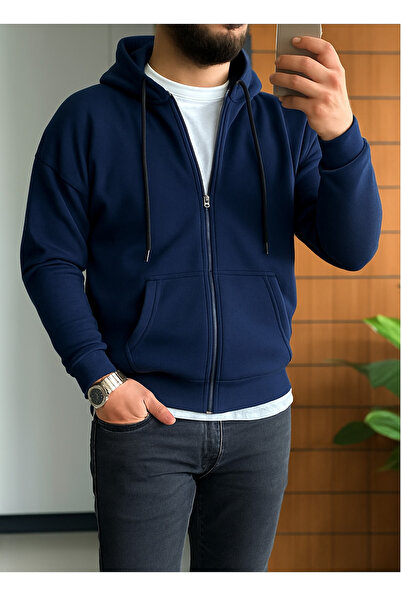 BRLKN Мъжки кардиган с качулка и цип