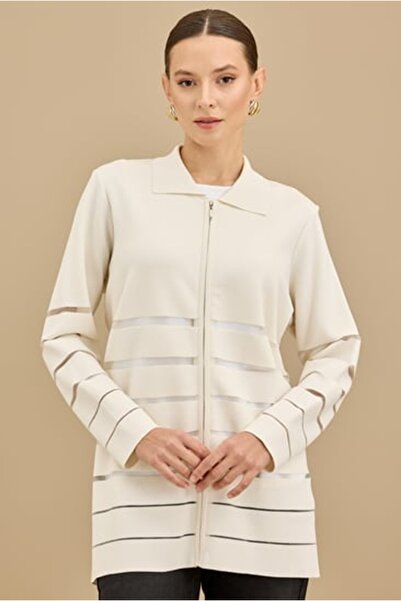 Tığ Triko Crochet-Knitted Detailed Knitwear Rayon Cardigan-21906