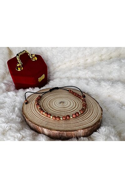 OEM Brățară cu Piatra Soarelui și bilute din aur 14k - Reglabila