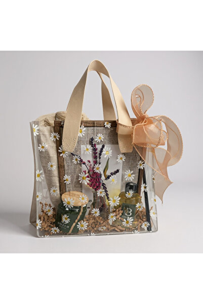 Bohem kutusu Çiçek Desenli Şeffaf İçi Dolu Çanta Şık Hediye Seti