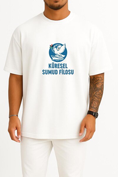 Bahriyeli Collection oversized Unisex T-Shirt με σχέδιο στήθους της Παγκόσμιας Στόλων Σούμουντ