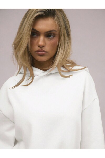 Kaptins Unisex Kapüşonlu Siyah Sweatshirt Kadin ve Erkek Rahat Kesim