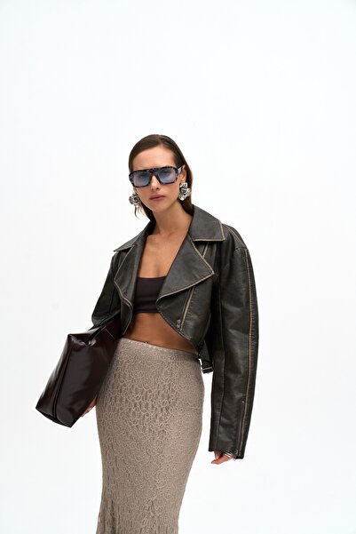 MAI STUDIOS CO. Carnas Asymmetric Anthracite Faux Leather Jacket