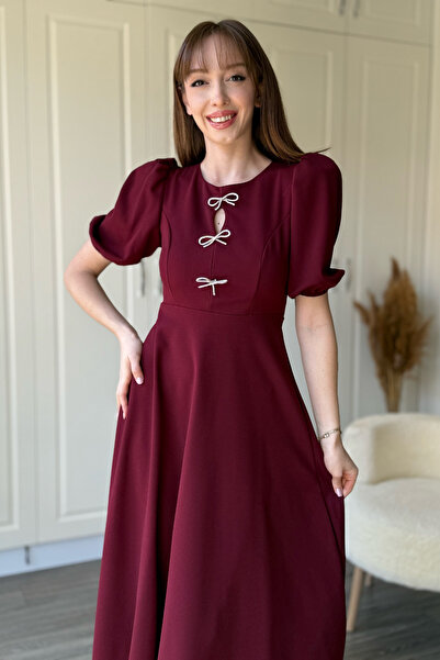 Dilay Gökoğlu Butik Accesoriu pentru rochie cu mâneci cu balon, rochie midi b...