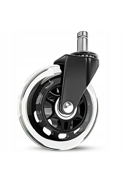 EBA Set of 5 professional silicone wheels eBA®, 2.5 inch transparent, 11mm shaft for gaming/office chai