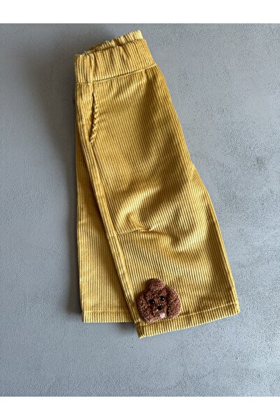 Purdy Plum Ayıcıklı Detaylı Kadife Çocuk Pantolon