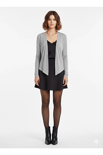 MetuCA Women's Gray Draped Asymmetrical Cut Buttonless Seasonal Knitwear Card...