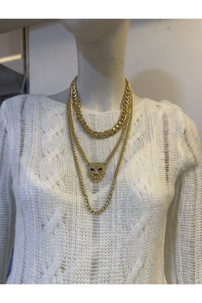 balisyatakıtoka Çoklu gold leopar başlı kolye