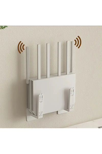Home 2 Adet Beyaz Matkap Gerektirmeyen Duvar Tipi Modem Tutucu | Wi-Fi Askı A...