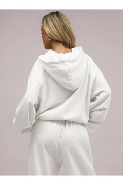 Kaptins Unisex Kapüşonlu Siyah Sweatshirt Kadin ve Erkek Rahat Kesim