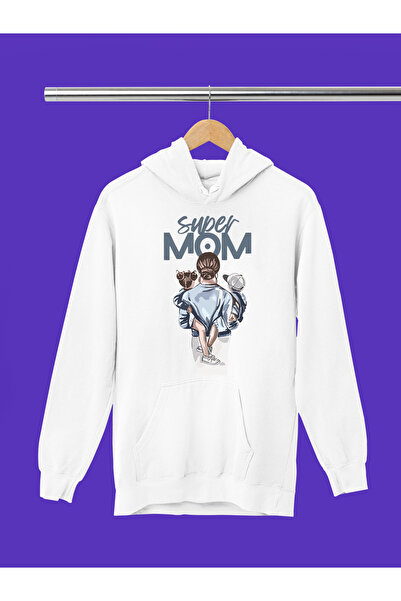 MAGORS سترة رياضية قطنية مطبوعة بأكمام طويلة وقلنسوة بثلاثة خيوط من سوبر مام