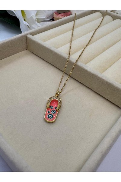 NUCA CO Zircon Stone Gold Color Evil Eye Beaded Slipper Steel Chain Necklace (45cm)