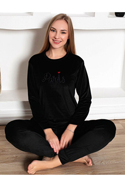 Star Fashion Pijama dama catifea Welsoft, bluza cu maneca lunga si pantaloni ...