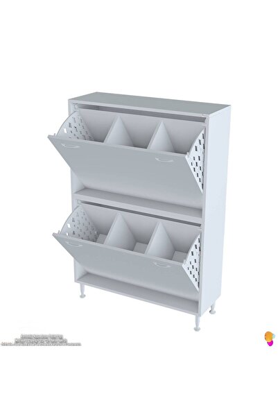 Modilayn Esil Banyo Kirli Çamaşır Dolabı Banyo Dolabı 90 cm 6 Bölme Saklayıcı Sepetli Dolap 90x138x325 cm