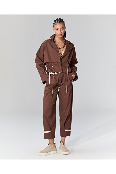 LAMANTE Şerit Detaylı Pantolon (Kahve)-M - Kahve