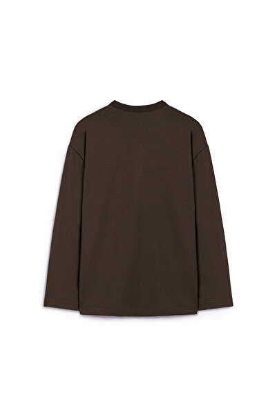 praye Printed Plain Sweat Brown