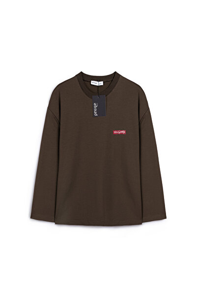 praye Printed Plain Sweat Brown