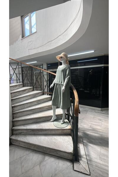 EREN STYLE Bluză din plasă din in de muselină italiană, căptușită, rochie dintr-o singură piesă