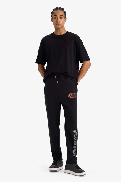 DeFacto D6561 Siyah DeFactoFit NBA Miami Heat Kalın Jogger Eşofman Altı Standart Fit Cepli Esnek Ban