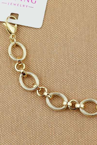 Keyifli Hayaller Xuping Vip Bileklik - Xuping Çizgili Halka Zincir xuping Gold Zincir Bileklik Kararmaz 18+3cm